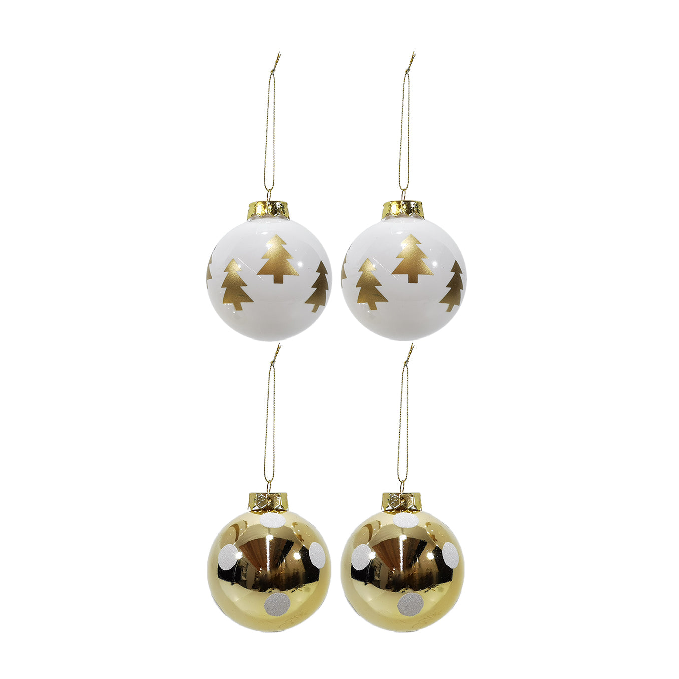 VESTIAMO CASA GRAN NATALE - Palle di Natale Bianco e Oro diametro 10 cm - set 4 pezzi